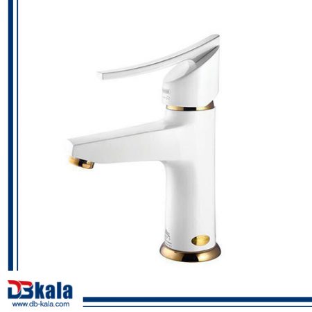 شیر روشویی درخشان مدل لوکس سفید طلایی